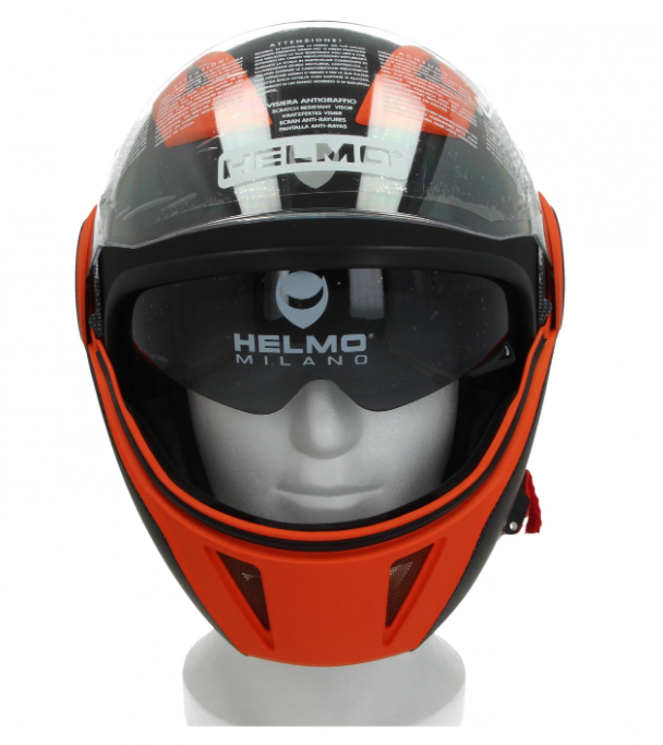Helmo Milano Full Jethelm, FuoriRotta Premium, schwarz, orange, matt