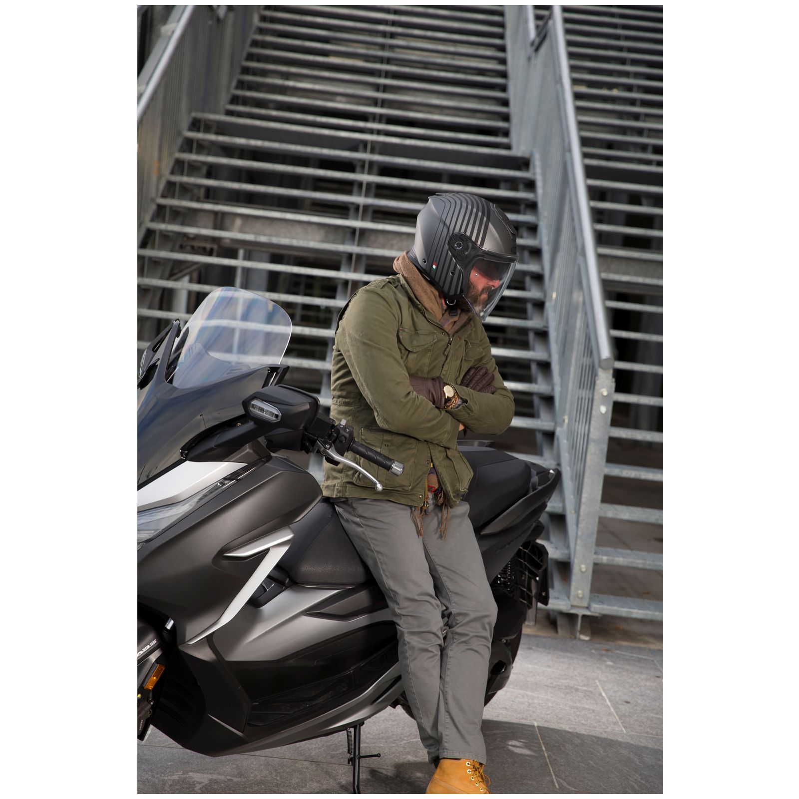 Caberg Helm Flyon Bakari, matt-gun/schwarz