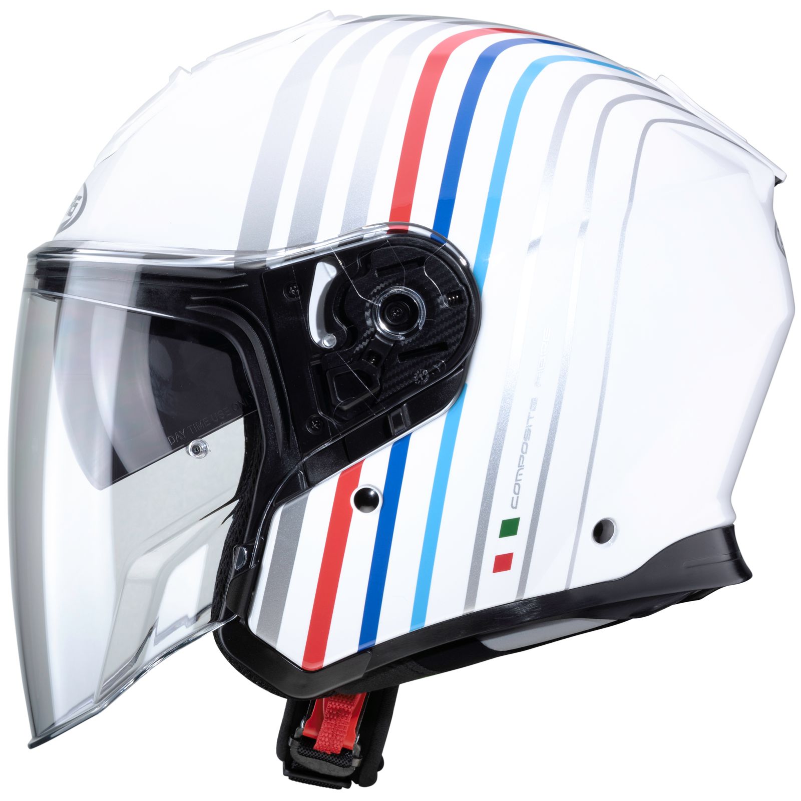 Caberg Helm Flyon Bakari, weiß/silber-blau-rot