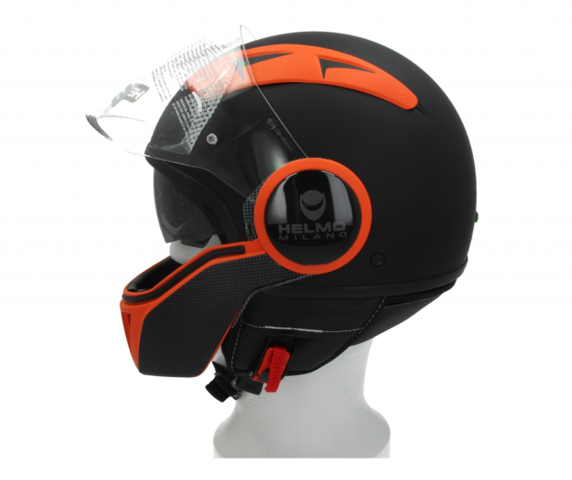 Helmo Milano Full Jethelm, FuoriRotta Premium, schwarz, orange, matt