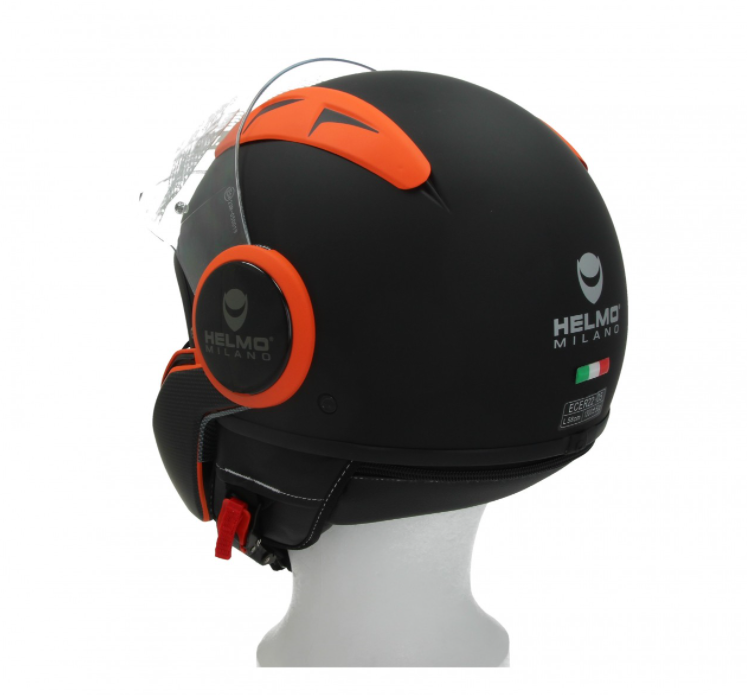 Helmo Milano Full Jethelm, FuoriRotta Premium, schwarz, orange, matt