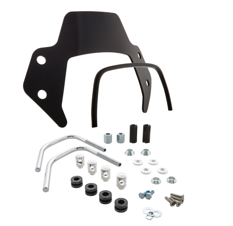 Flyscreen für Vespa Sprint 50-150ccm 2T/​4T, silberne Halter, schwarz getönt