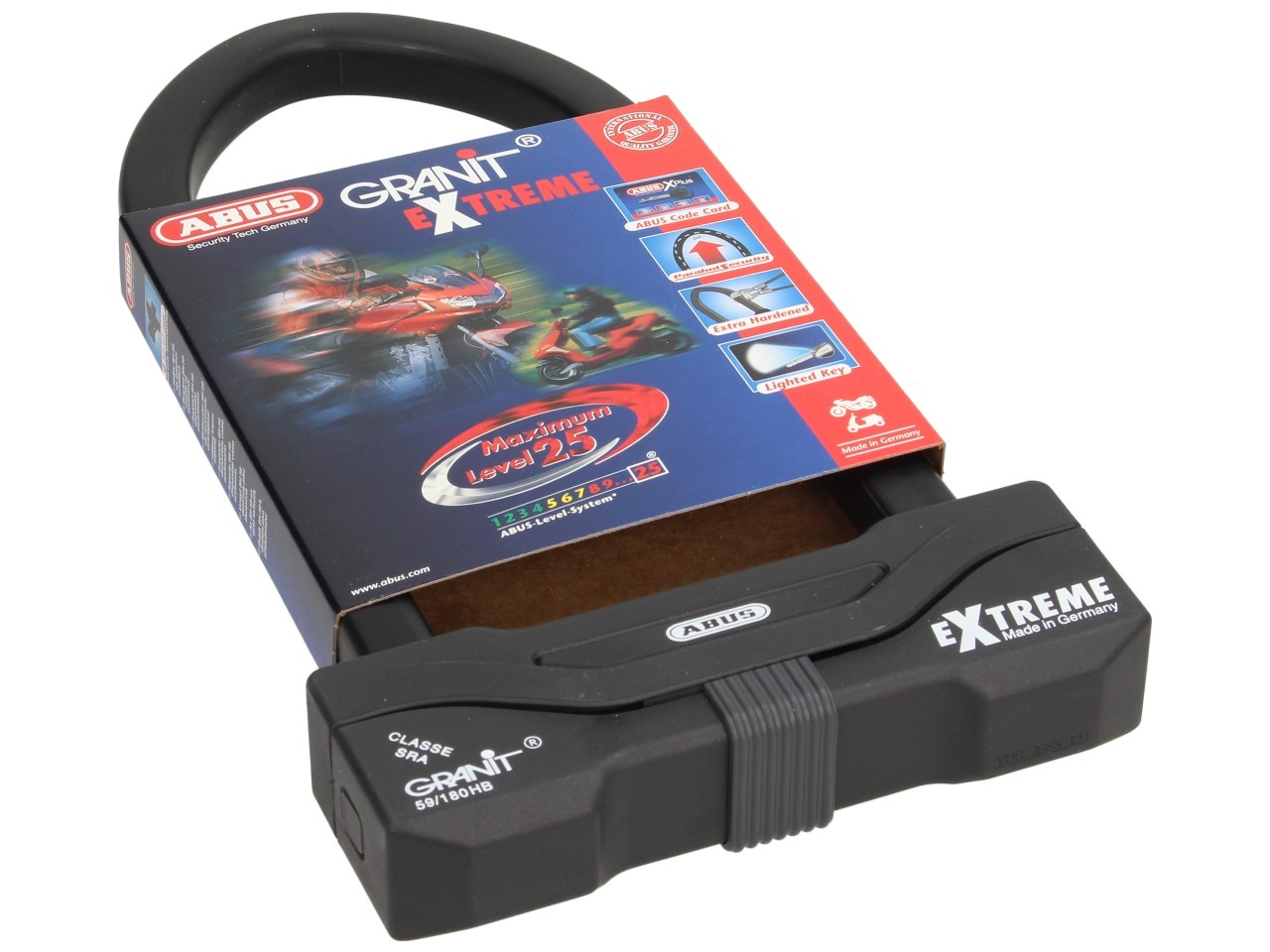 ABUS Bügelschloss 260x111 Granit Extreme Plus 59 für Motorrad, Scooter & Vespa