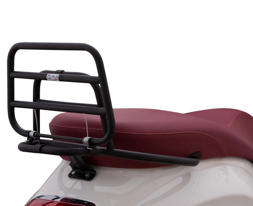 Gepäckträger hinten für Vespa Primavera /​Sprint /​Elettrica 50-150ccm, klappbar, schwarz