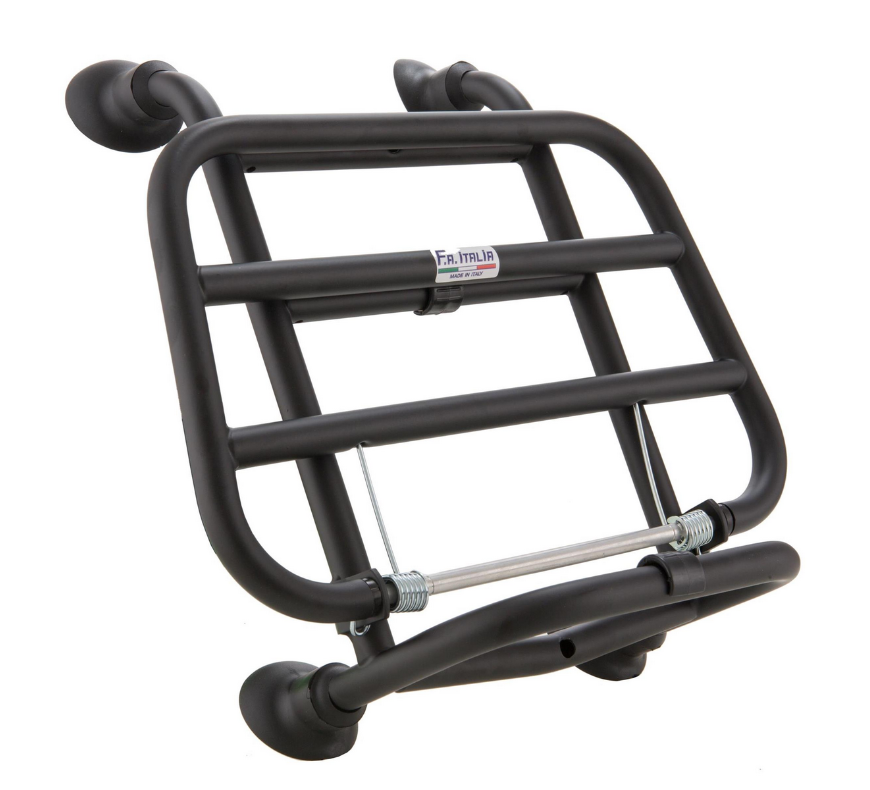 Gepäckträger vorne für Vespa Primavera /​Sprint /​Elettrica 50-150ccm, klappbar, schwarz glänzend