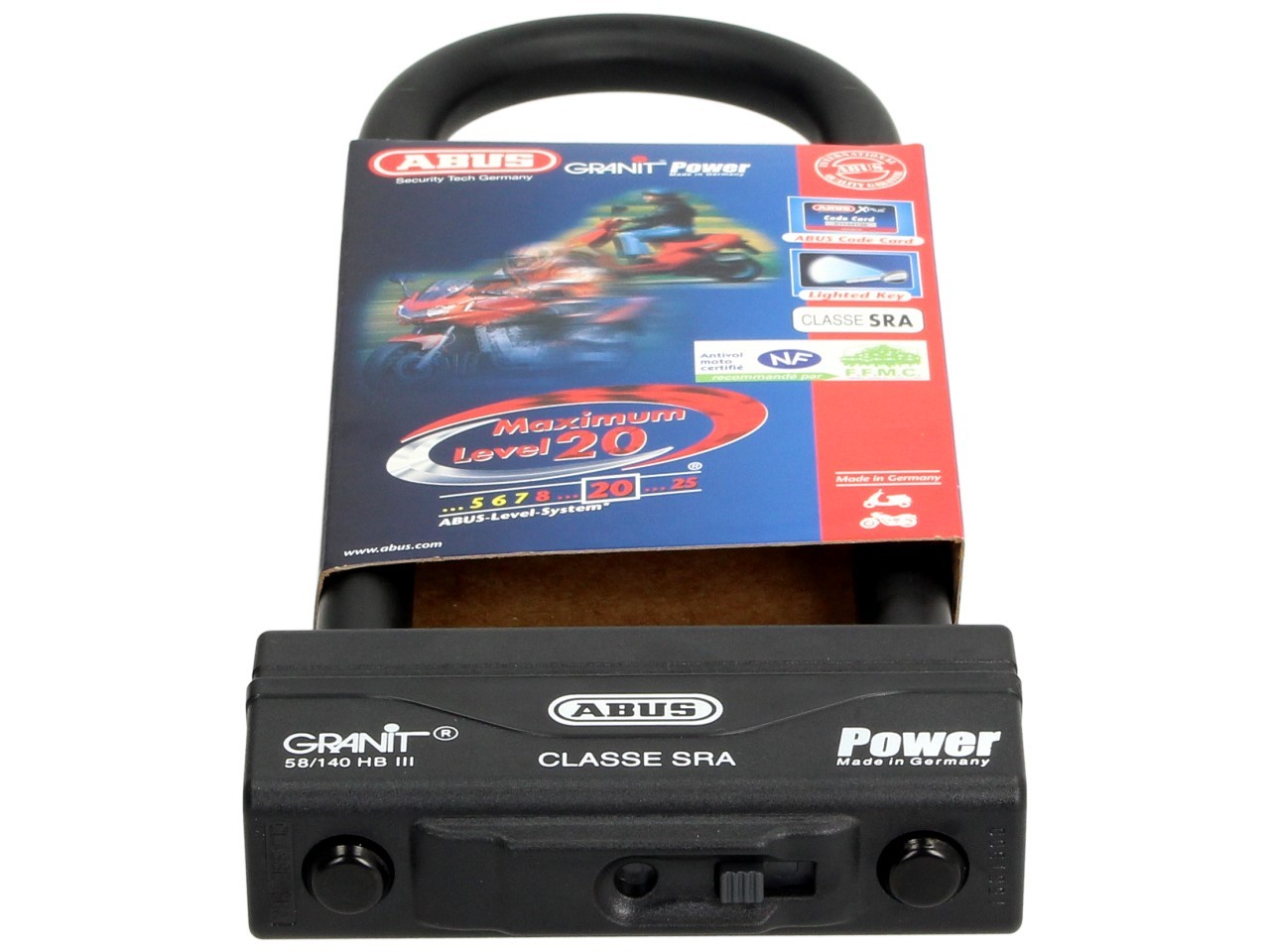 ABUS Bügelschloss 260x83 Granit Power 58 für Motorrad, Scooter & Vespa