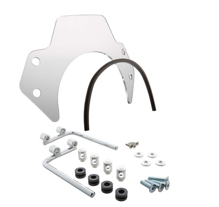 Flyscreen für Vespa PX 80-200ccm, silberne Halter, klar