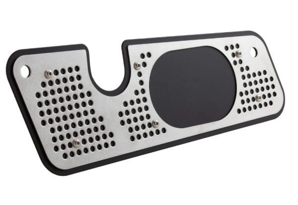 Auspuffblende Schwingarm für Vespa GTS/​GTS Super/GTV/GT, schwarz/silber