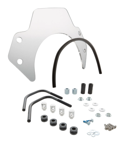 Flyscreen für Vespa Primavera/Elettrica 50-150ccm 2T/​4T, schwarze Halter, klar