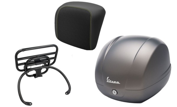 Topcase Kit 36L quartz gray (G22), Gepäckträger schwarz für Vespa GTS 125/300/310