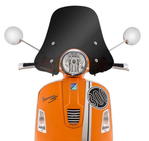 Windschild ERMAX Sportivo H 305 mm für Vespa GTS/​GTS Super/​GT/​GT L (-22), schwarz getönt
