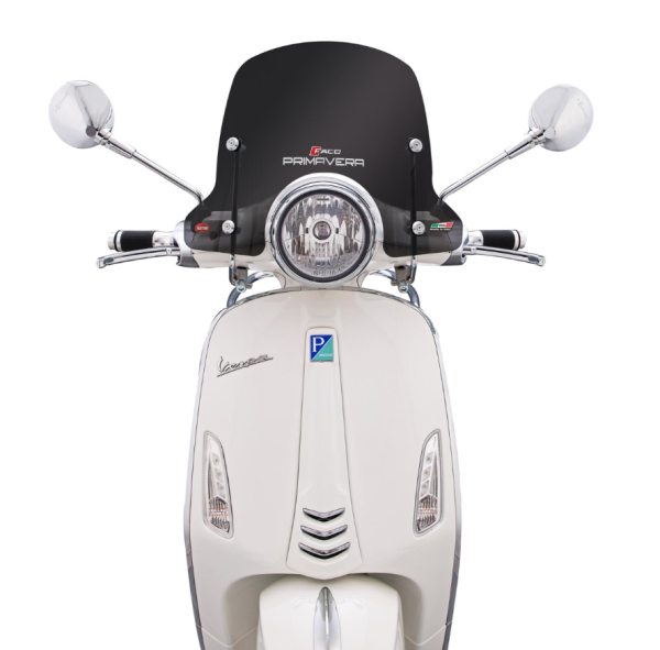 Windschild FACO halbhoch für Vespa Primavera /Elettrica 50-125ccm 2T/​4T ('14-), schwarz getönt