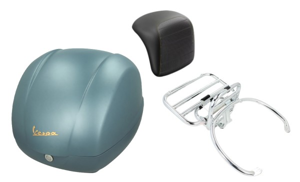 Topcase Kit 36L Blue Officina 8 (D31), Gepäckträger chrom für Vespa GTS 125/300/310