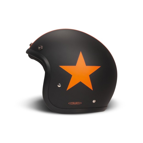 DMD Jethelm Retro, schwarz, matt, Star Orange, Fiberglas, ECE 22.06