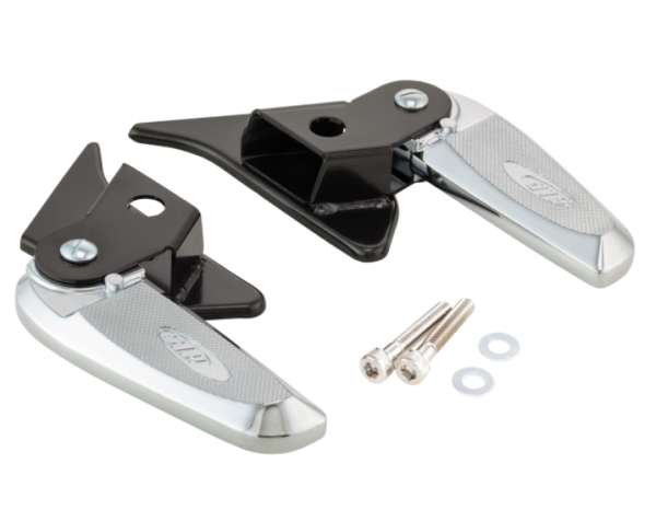 Fußrasten rechts und links für Vespa Primavera/​Sprint 50-150ccm 2T/​4T AC, schwarz/chrom