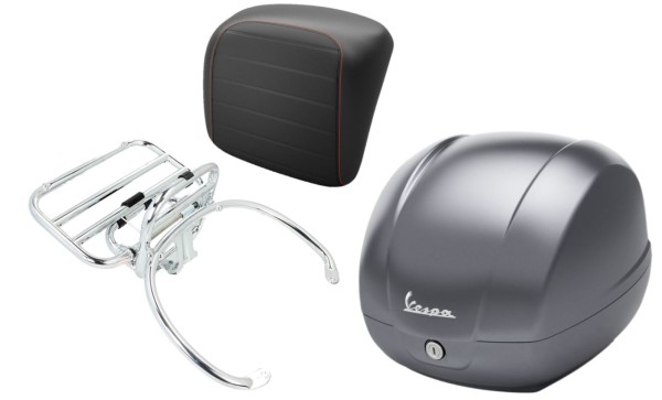 Topcase Kit 36L grau titanium (707/C), Gepäckträger chrom für Vespa GTS 125/300/310