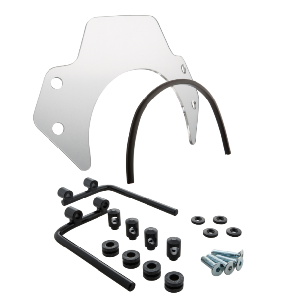 Flyscreen für Vespa PX 80-200ccm, schwarze Halter, klar