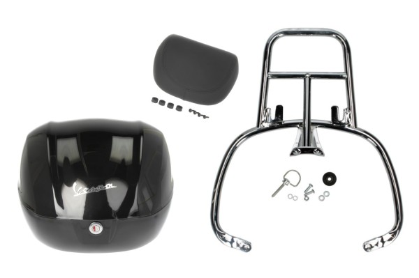 Topcase Kit 32L nero cosmo (98/A), Rückenpolster schwarz für Vespa Primavera